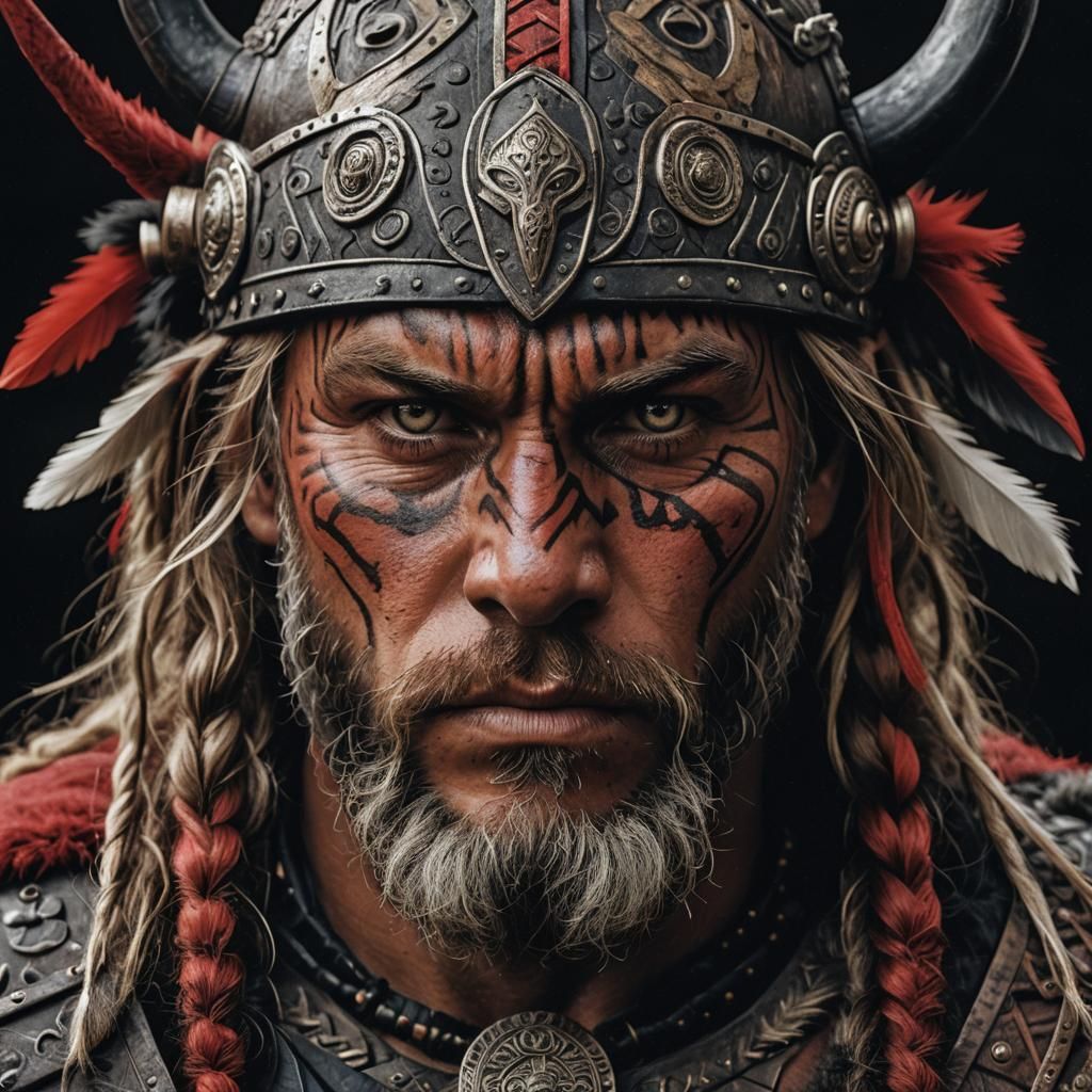 Viking Warrior Portrait in Hyperrealistic Style