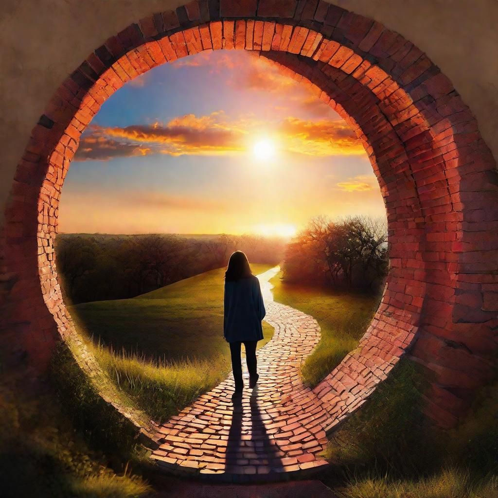 Surreal Girl's Journey in Cracked Landscape