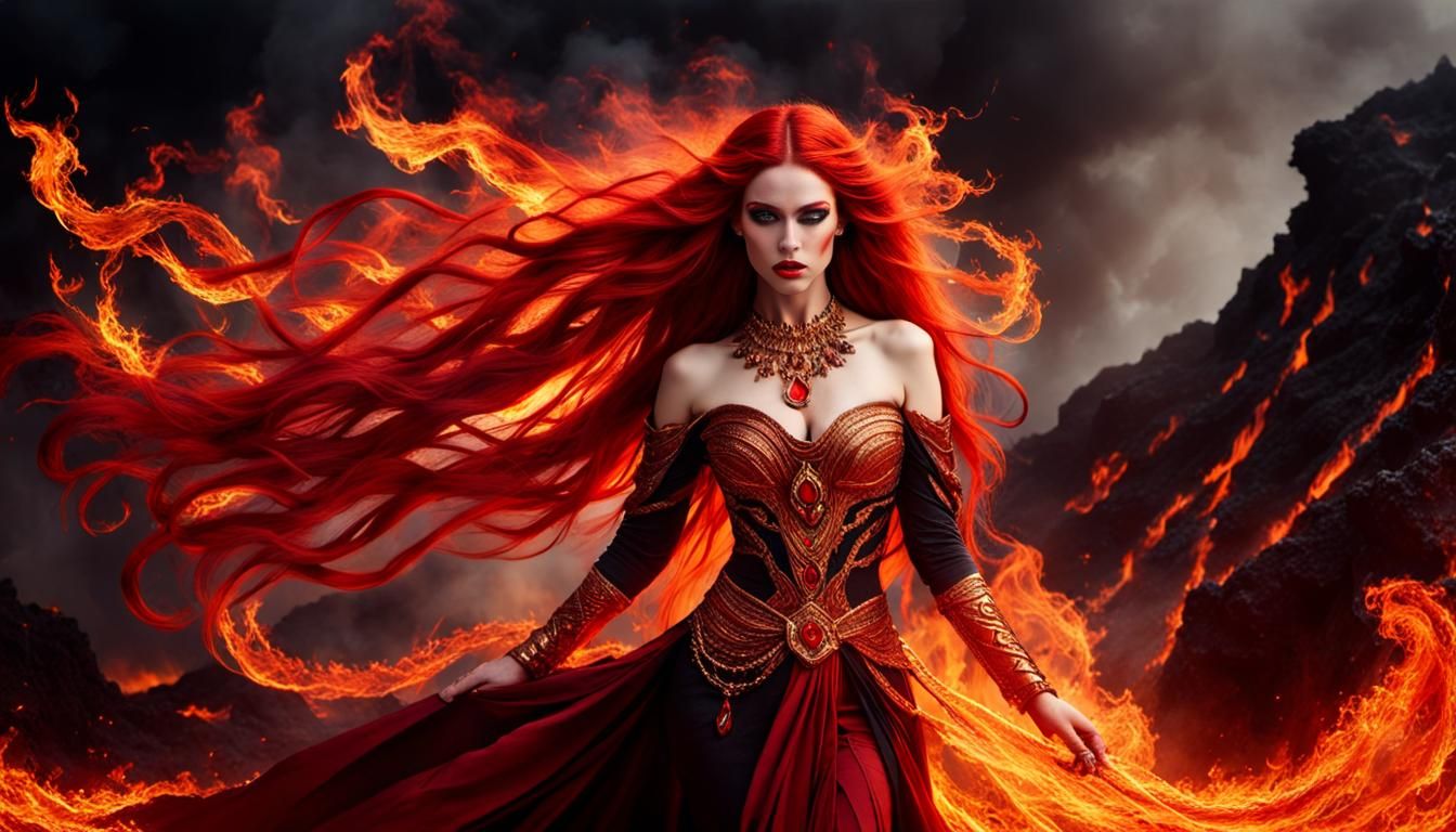 Sublime Fire Goddess Portrait in Digital Art