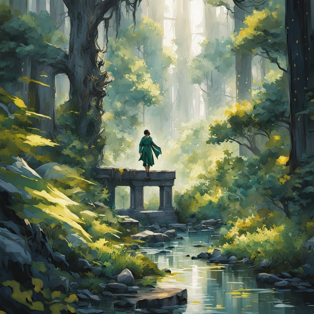 Bruce Lee in Serene Martial Arts Pose, Whimsical Anime Portr...