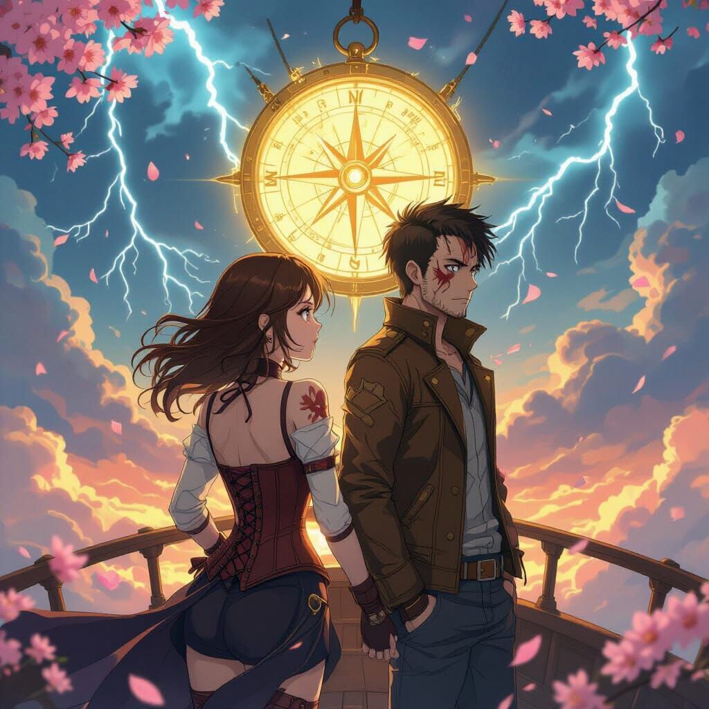 Steampunk Airship Adventure in Anime Style