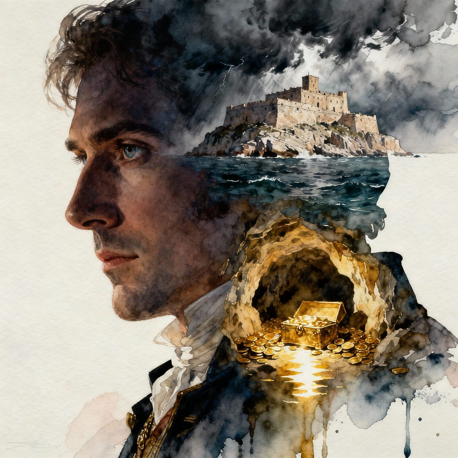 Count of Monte Cristo Surreal Double Exposure Portrait