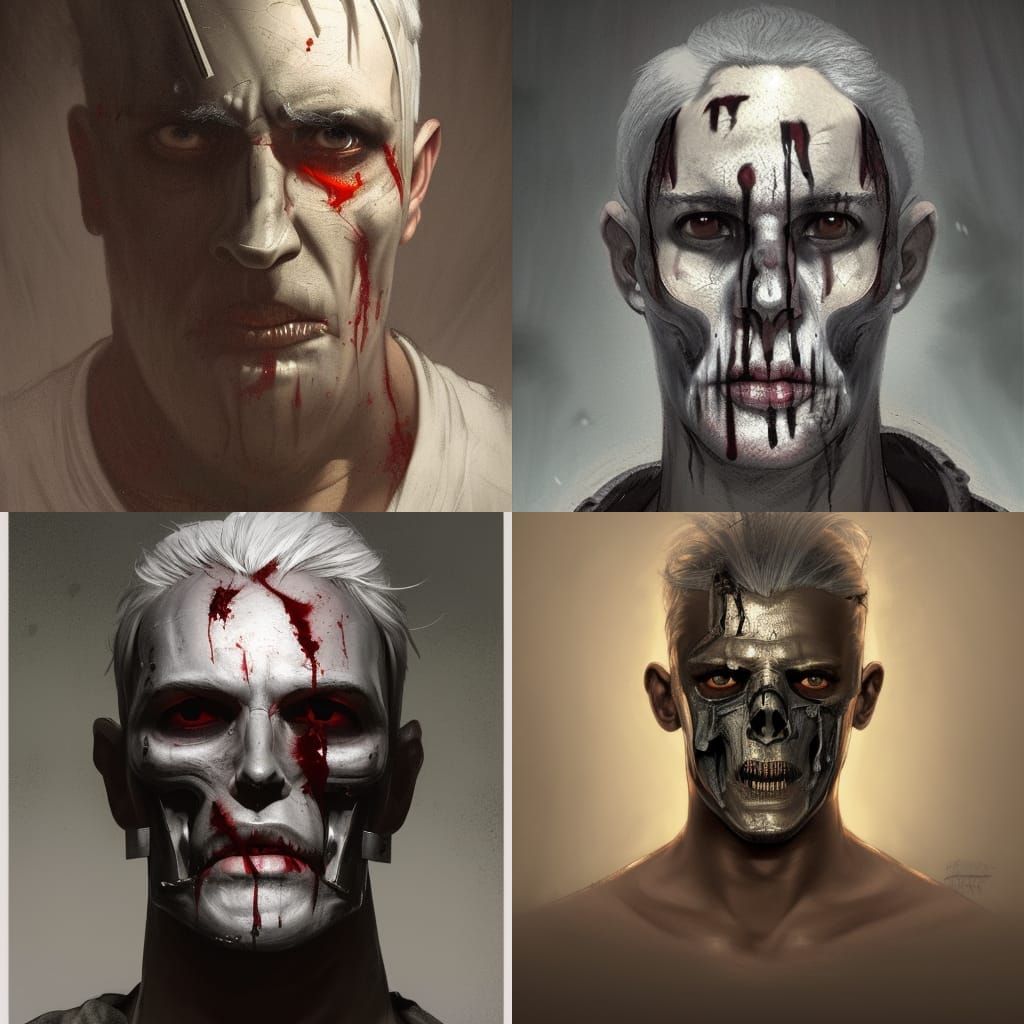 Intricate Portrait of Prisoner with Skull Mask