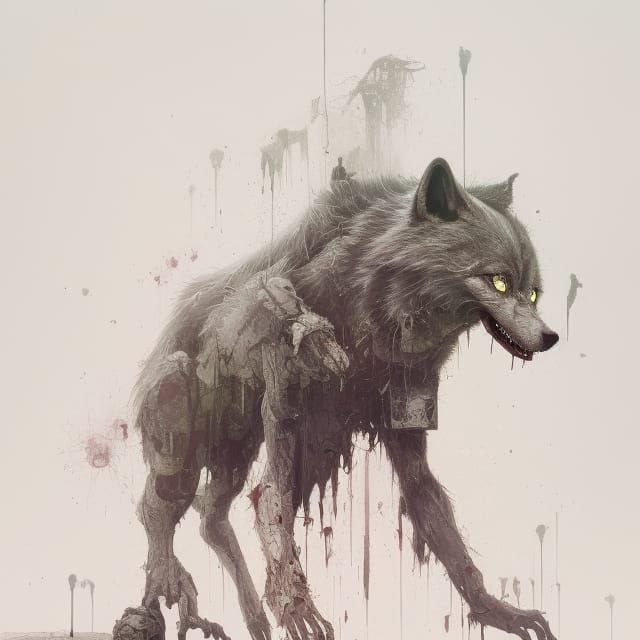 Horror Undead Wolf Digital Illustration