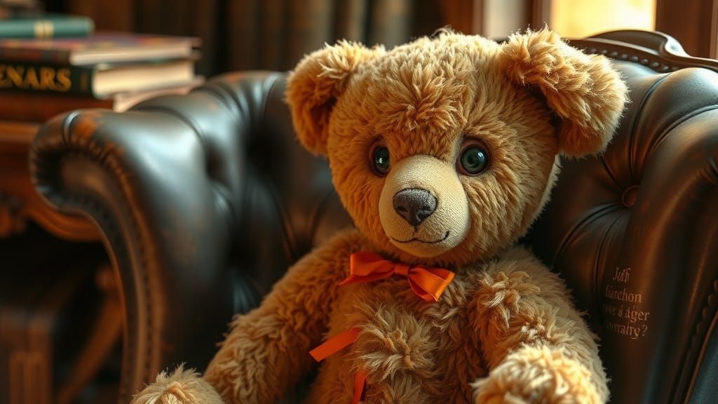 Vintage Teddy Bear in Rockwell-esque Nostalgic Setting