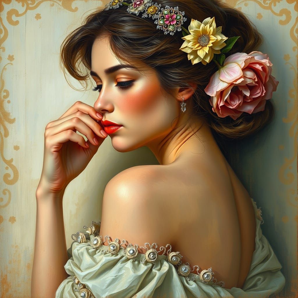 Elegant Portrait in Art Nouveau Style