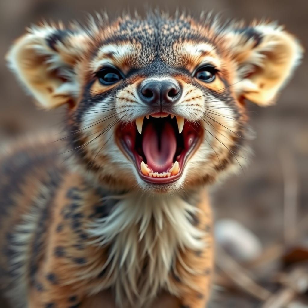 Fierce Wild Creature Roars in Anger