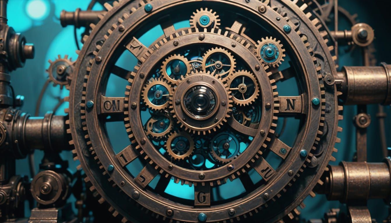 Steampunk Time Machine in Muted Blues
