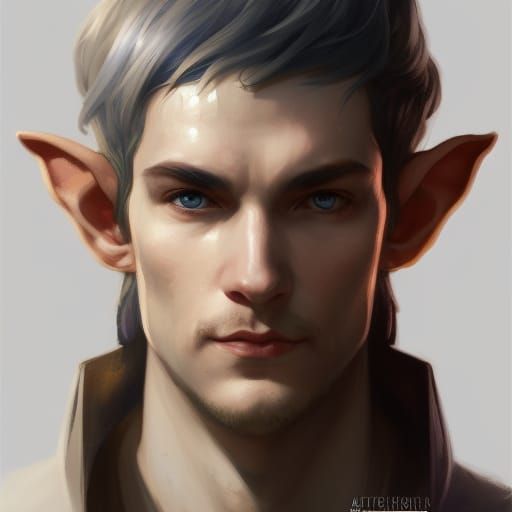 Hyperdetailed Male Elf Portrait in Triadic Colors