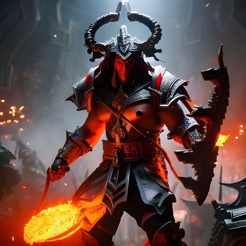 Fearsome Shao Kahn in Battlefield with Rim Lighting