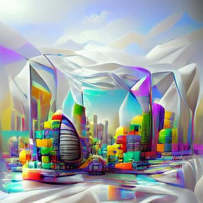 Futuristic Glass City: 8K Digital Pop Art