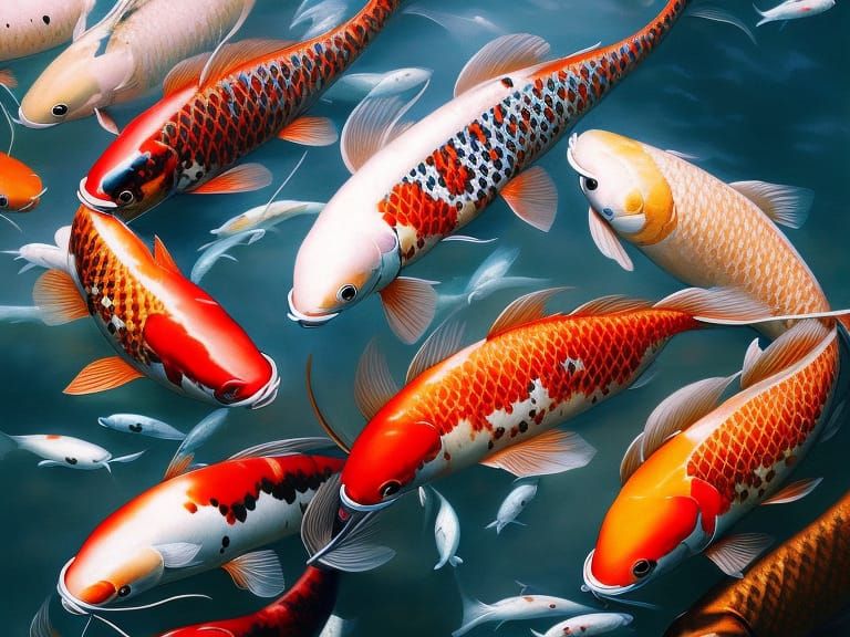 Japanese Koi Fish Magic Painting in Digital Art Style