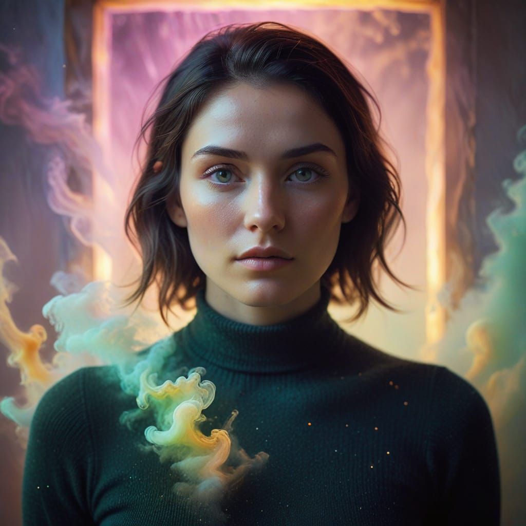 Surreal Portal in Ethereal Landscape with Soft, Iridescent L...