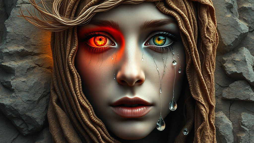 Stone Woman with Sun and Moon Eyes