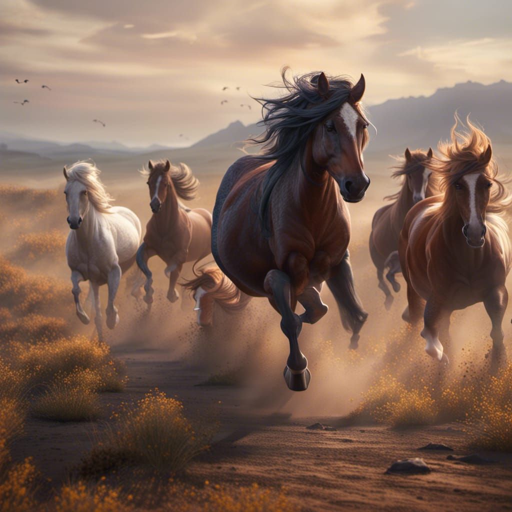 Wild Horses Running Free: Fantastical Matte Painting