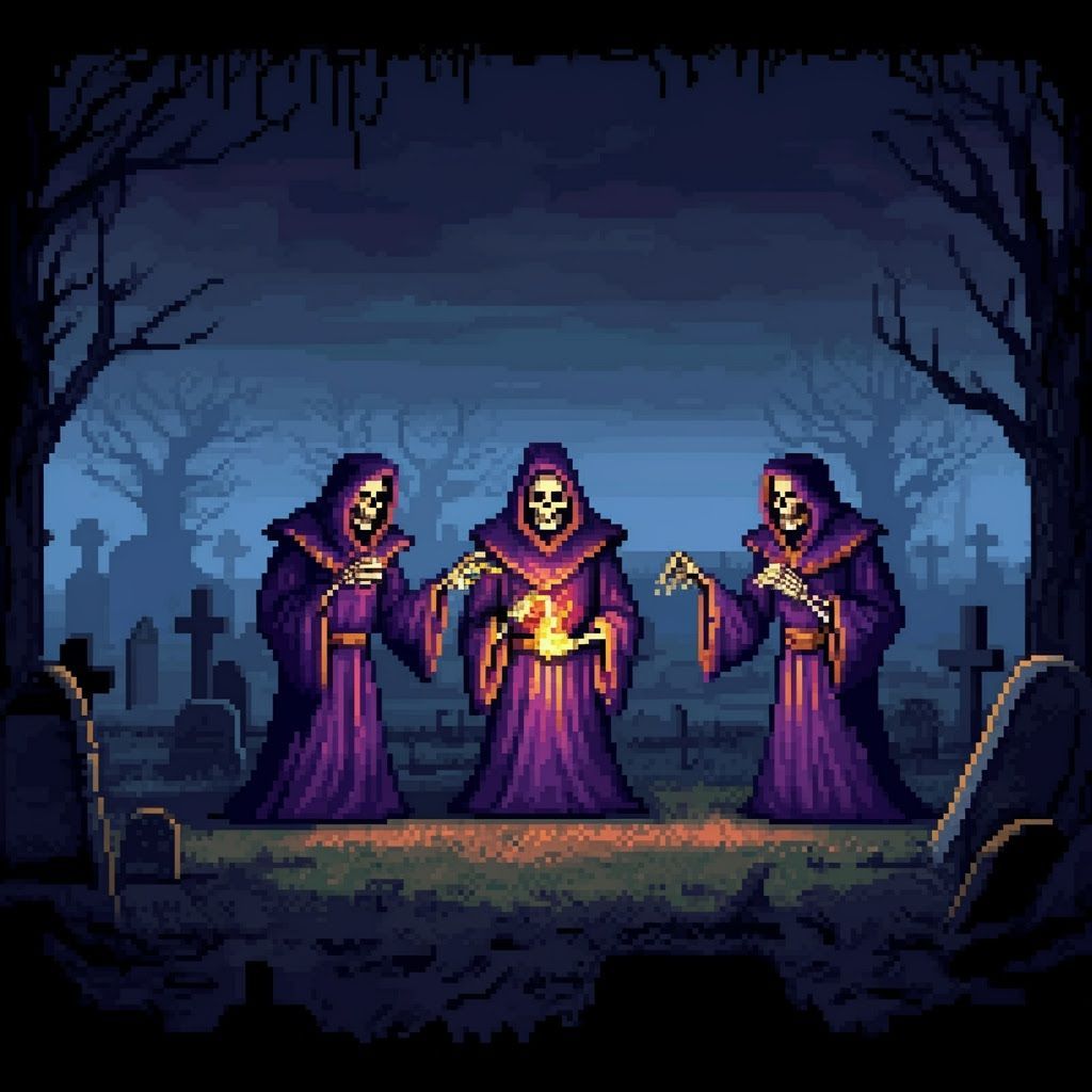 16-bit Pixel Art Graveyard Ritual