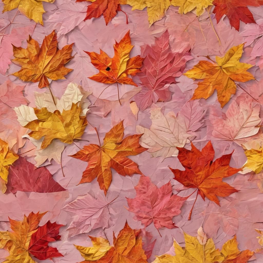 Autumn Maple Leaves in Paper Collage Art