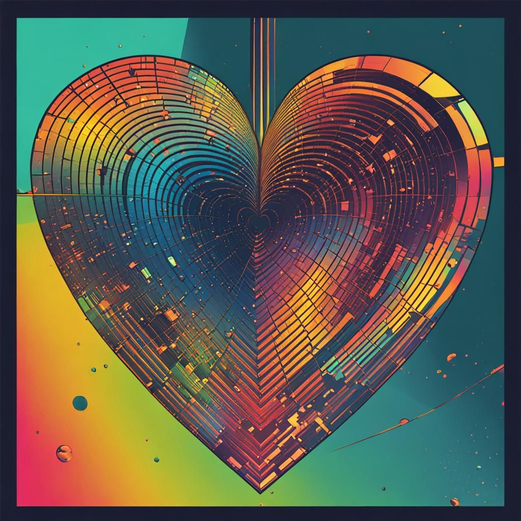 Mirrored Heart in Pop Art Style