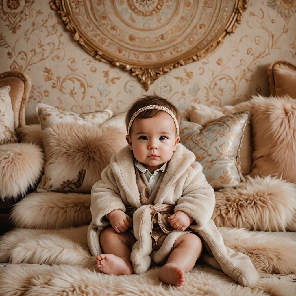 Whimsical Portrait of a Baby in Fur