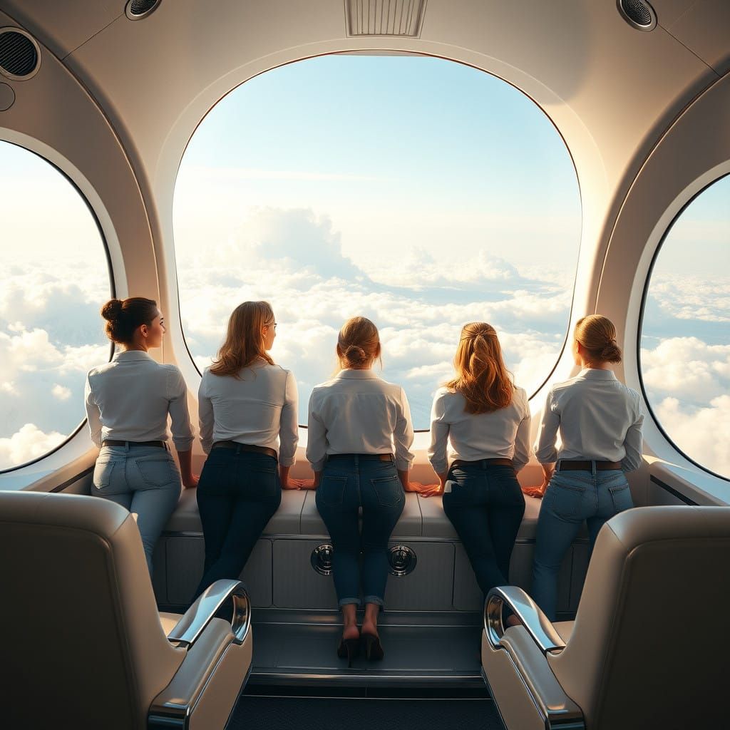 Five Women in Art Deco-Inspired Airship