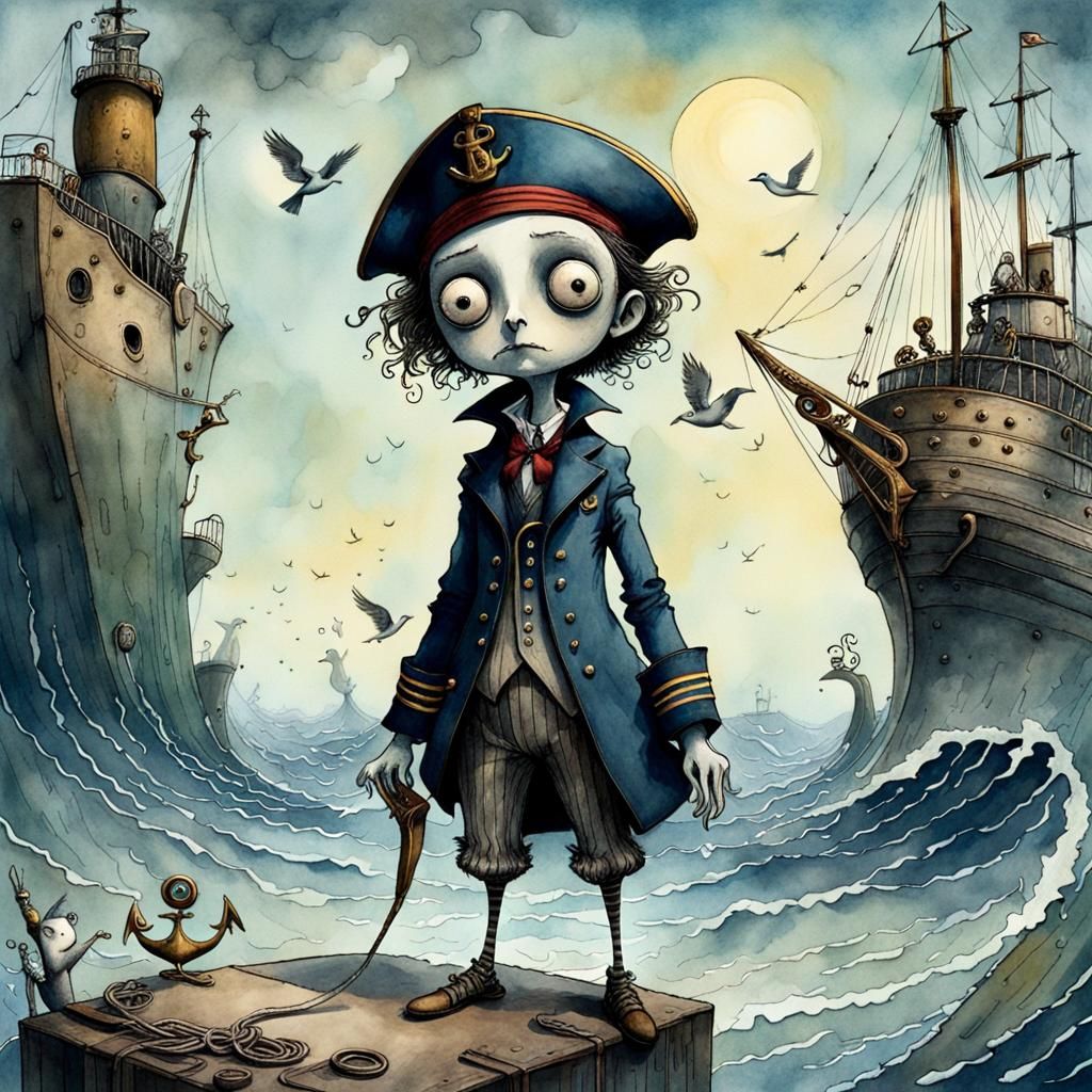 Surreal Watercolor Bird in Hyperdetailed Landscape