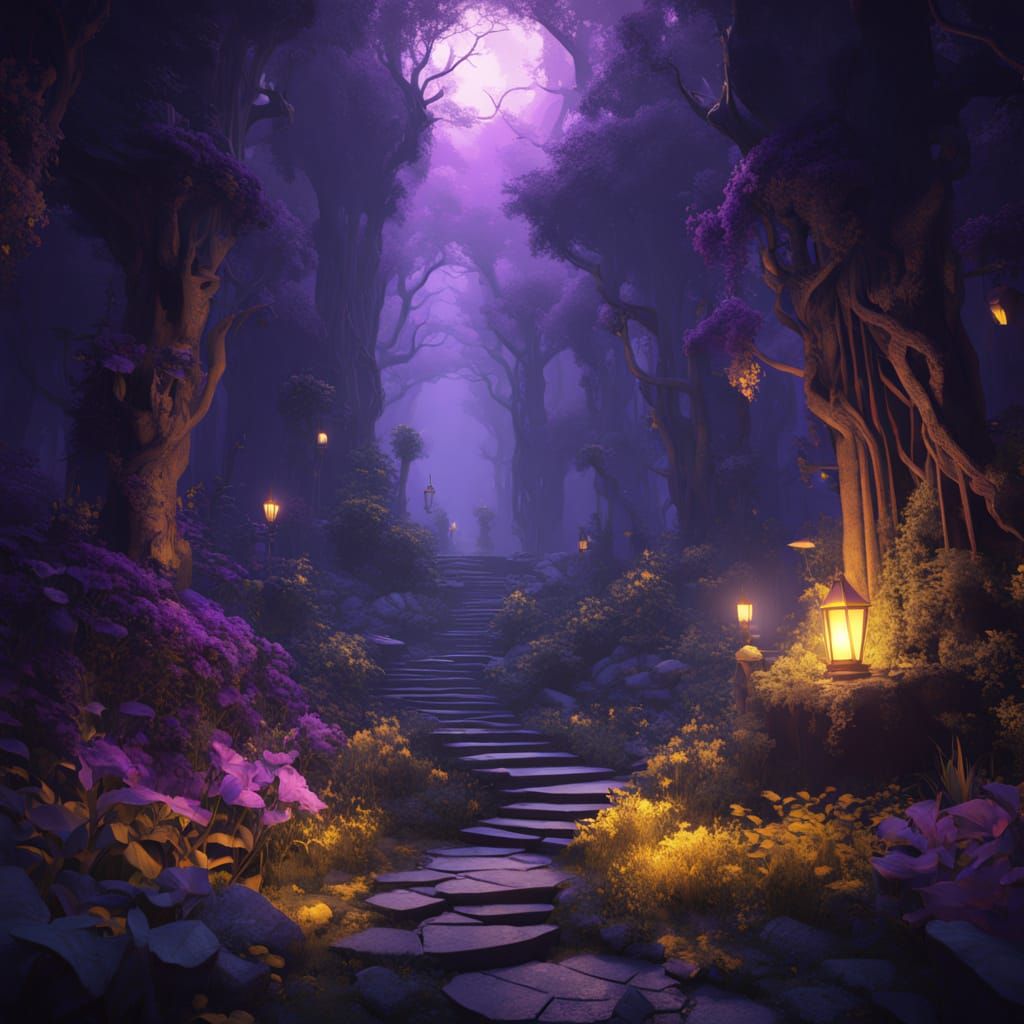 Dark Fantasy Realm Where Forest Meets Abyss