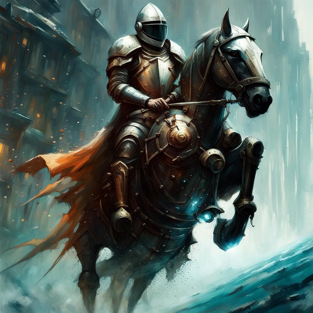 Medieval Knight with Mecha Horse