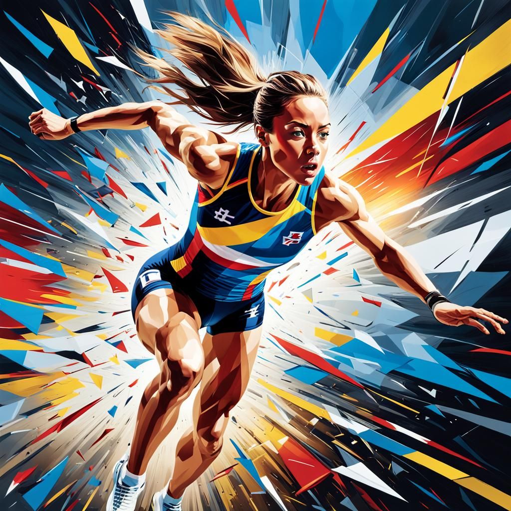Empowered Athlete Breaks Ceiling in Pop Art Style