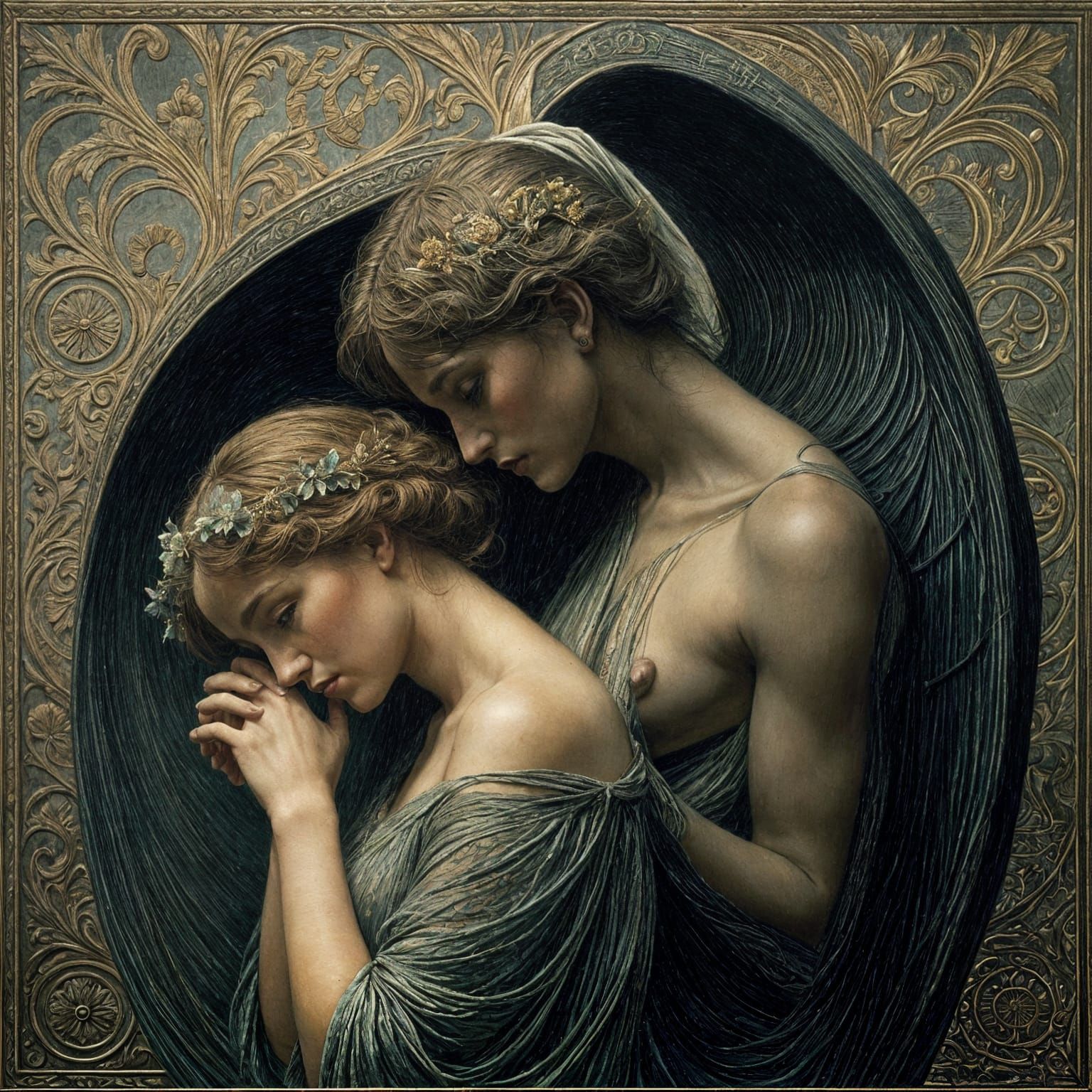 Mystical Woman in Art Nouveau Solitude