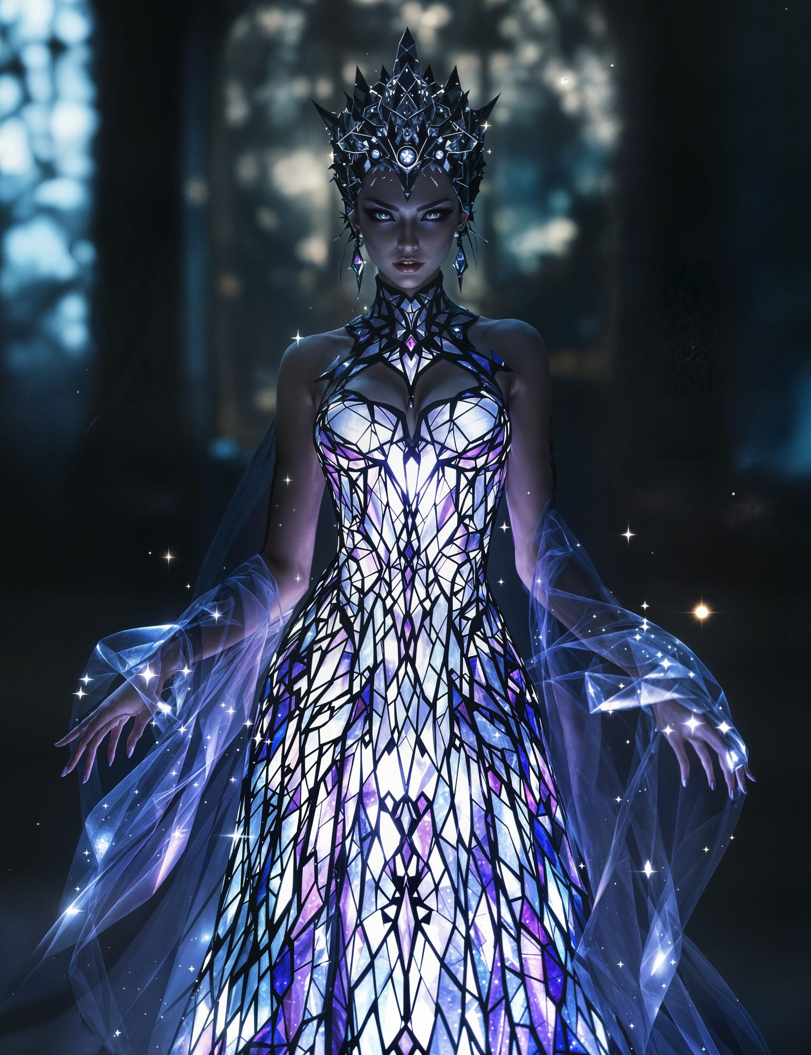 Lunar Goddess in Stained Glass Glory