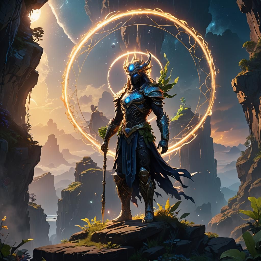 Celestial Being in Ethereal Fantasy Landscape