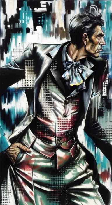 Ugly Debonair Man in Expressionist Oil Painting