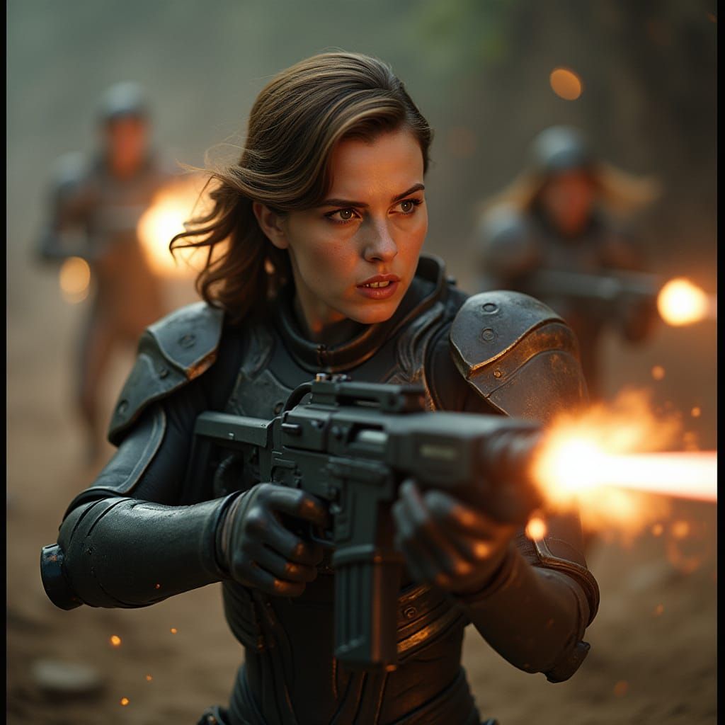 Anna Kendrick in Cinematic Space Armor Action Scene