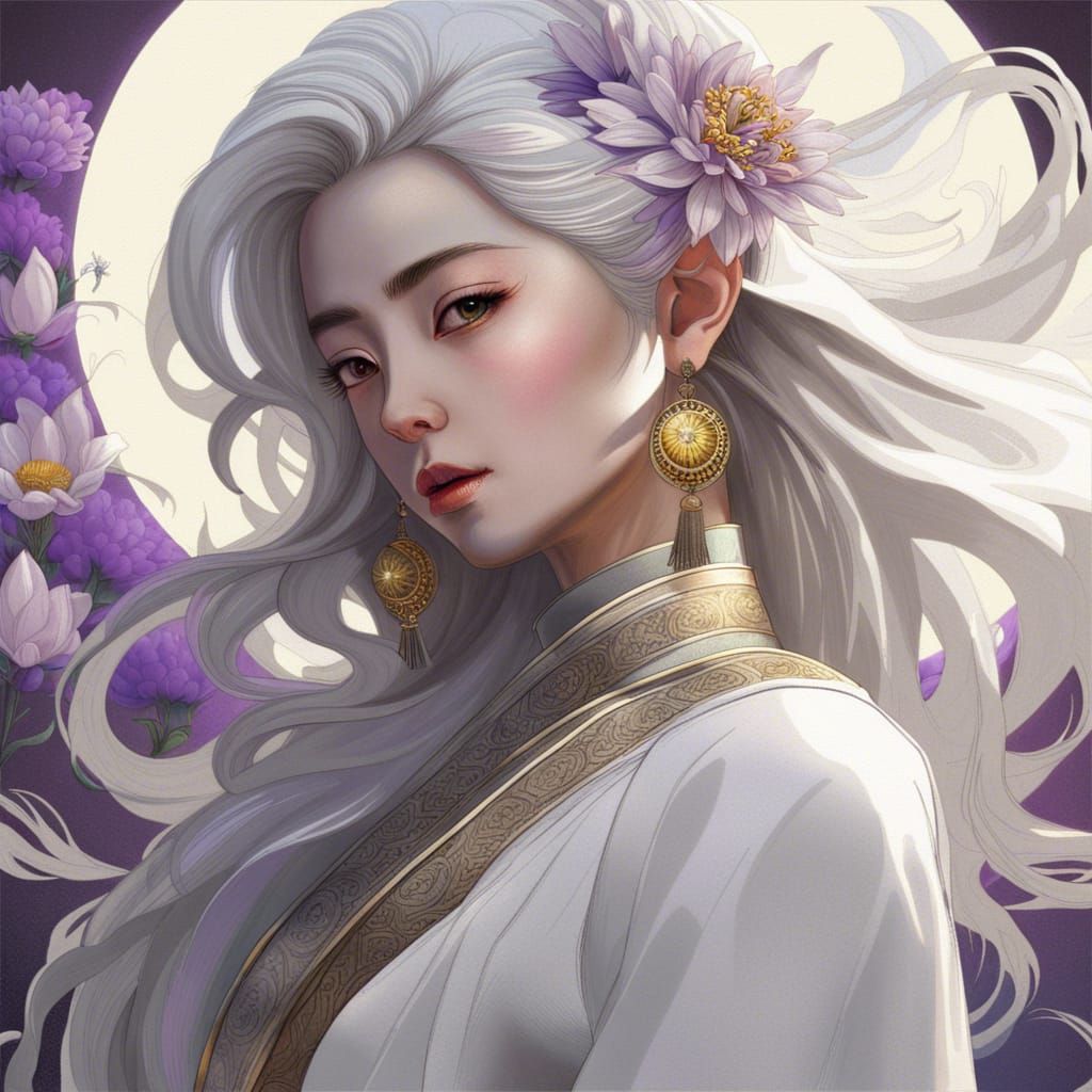 Chinese Woman with Golden Eyes in Splash Art