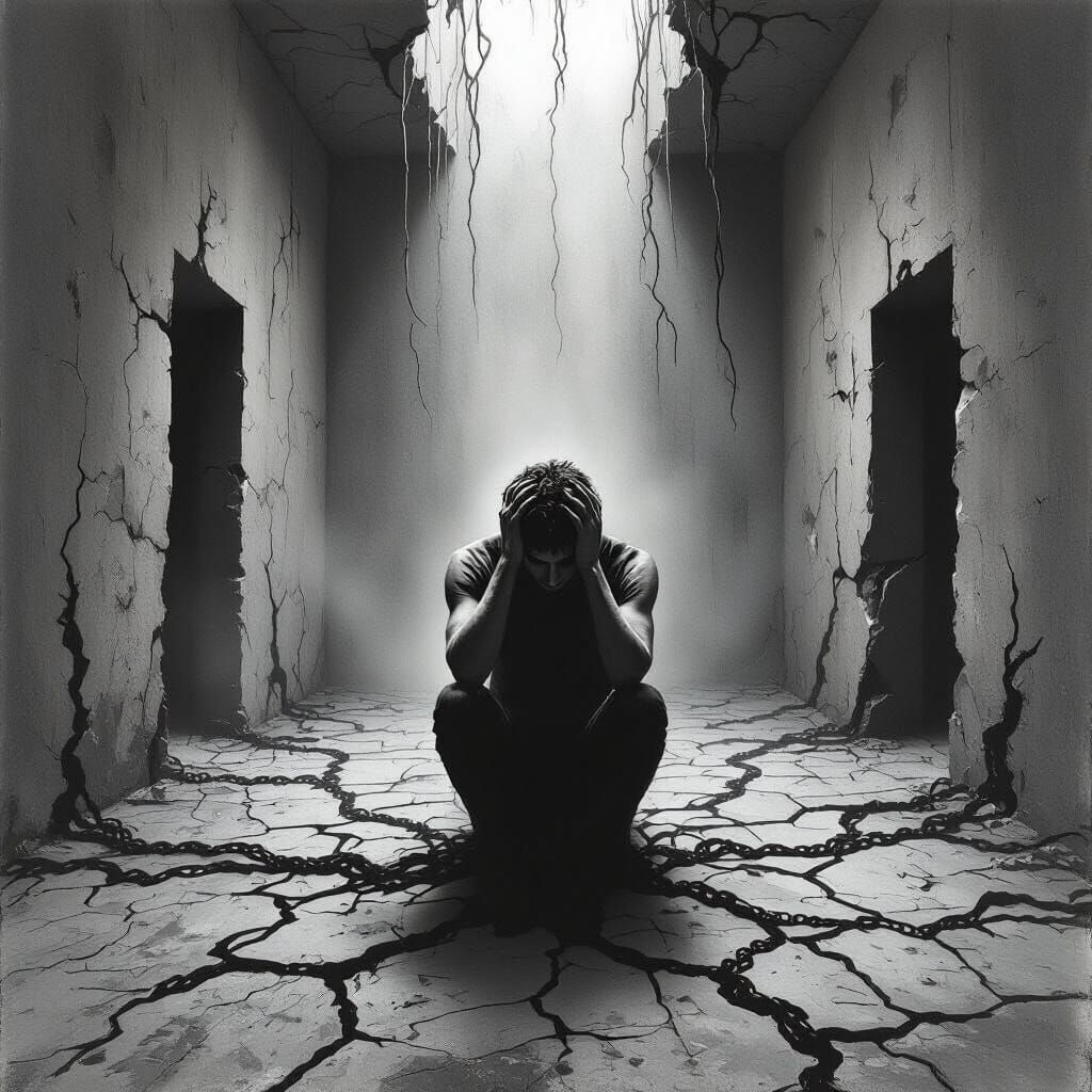 Collapsing Solitude: A Beksiński-Inspired Vision of Despair