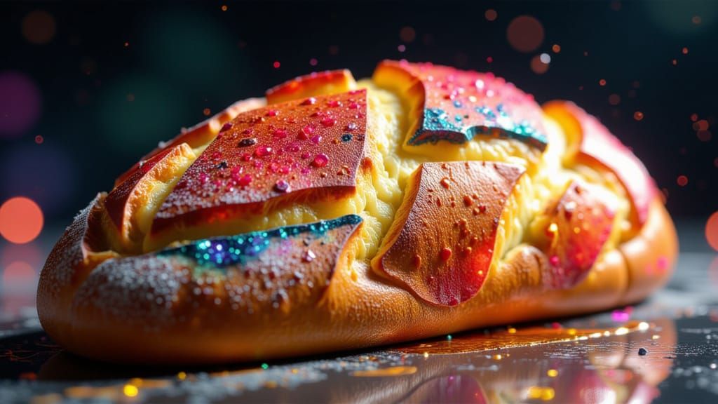 Hyperrealistic Bread with Dramatic Lighting in Watercolor St...