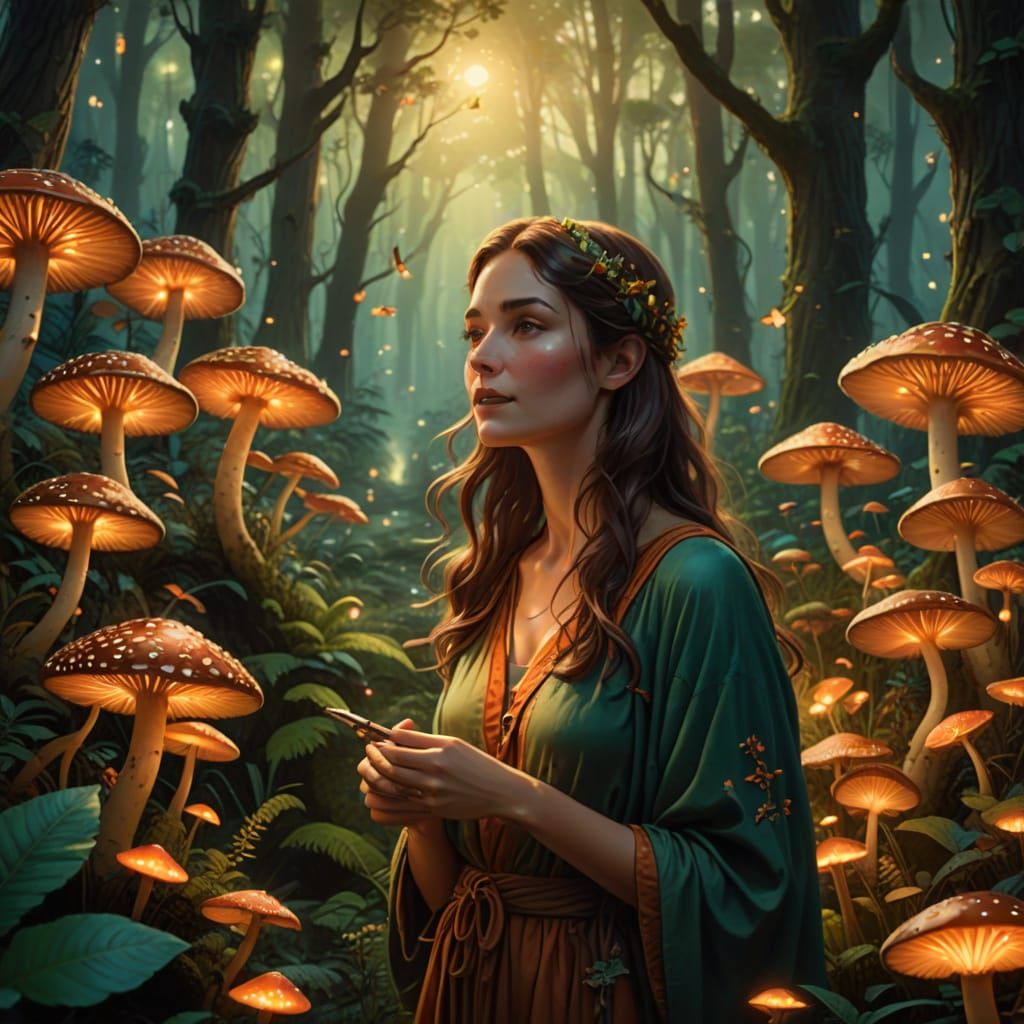 Mystical Forest Goddess in Whimsical Fantasy Art