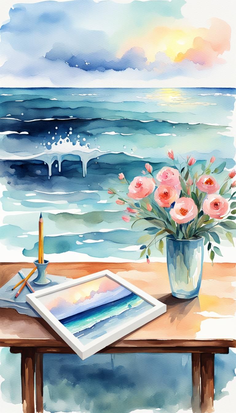 olpntng style, delicate watercolor illustration square foto ...