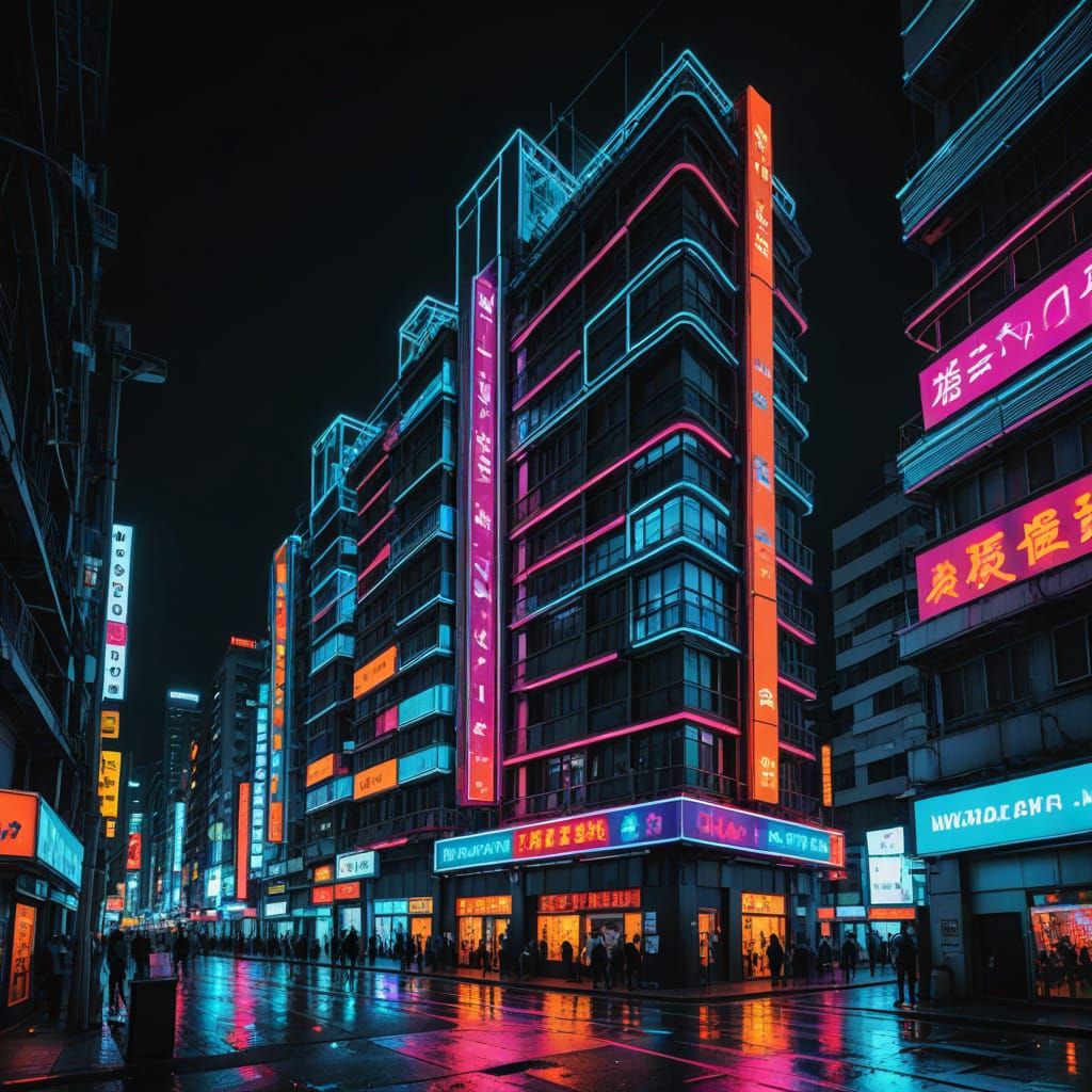 Cyberpunk Cityscape in Neon Lights