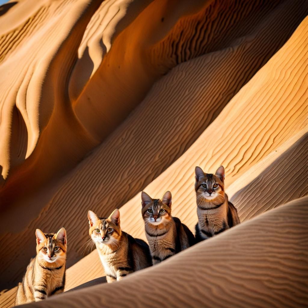 Sand Cats in Morocco Desert: Cinematic Portrait