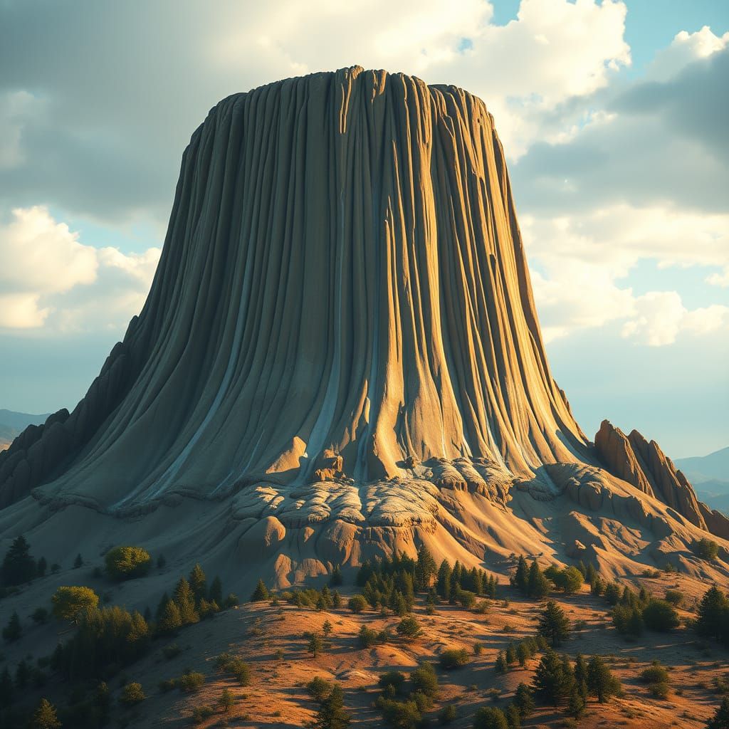 Devils Tower National Monument in Vibrant Pastel Hues