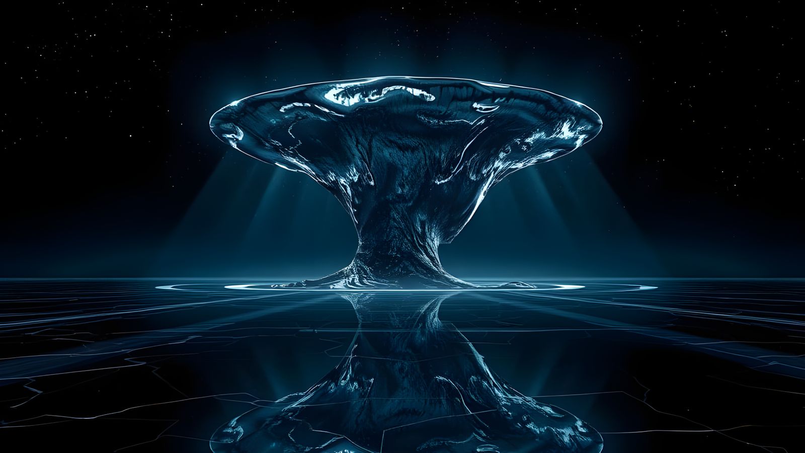 Liquid Chrome Tornado in Mirrored Landscape