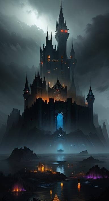 Ruined Castle Floats Above Stormy Mountain