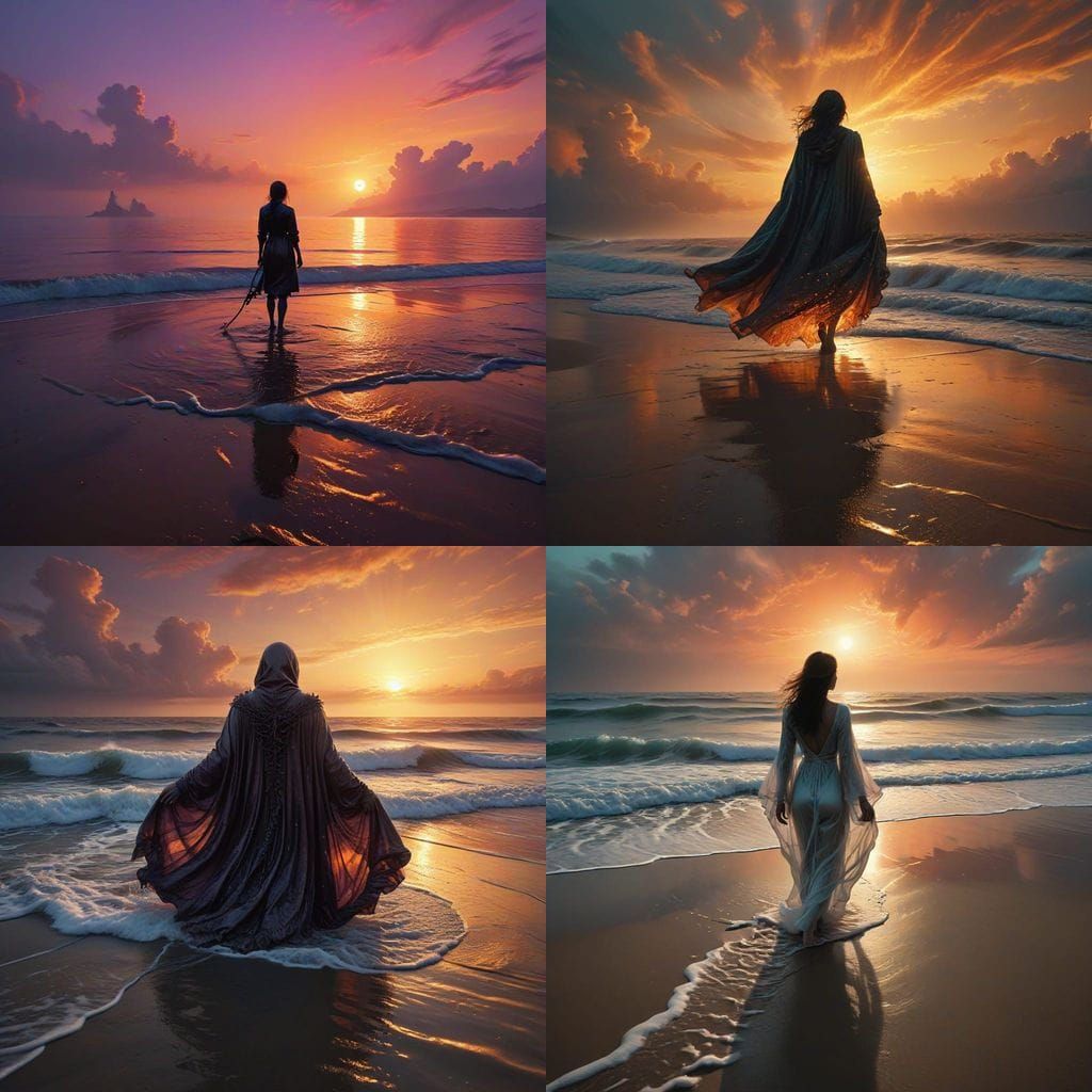 Ethereal Sunset on Shimmering Ocean