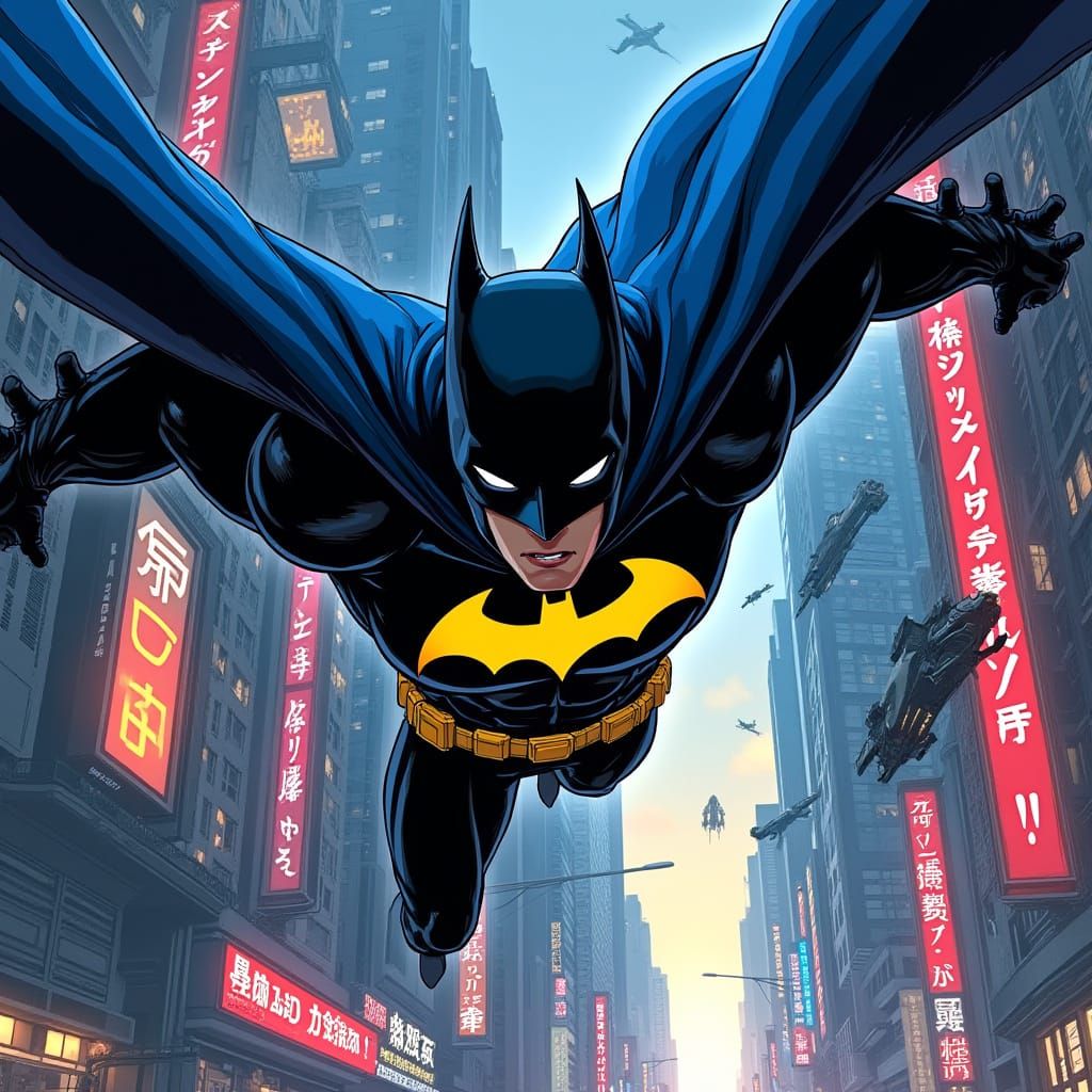 Batman Beyond Soars Through Futuristic Cityscape