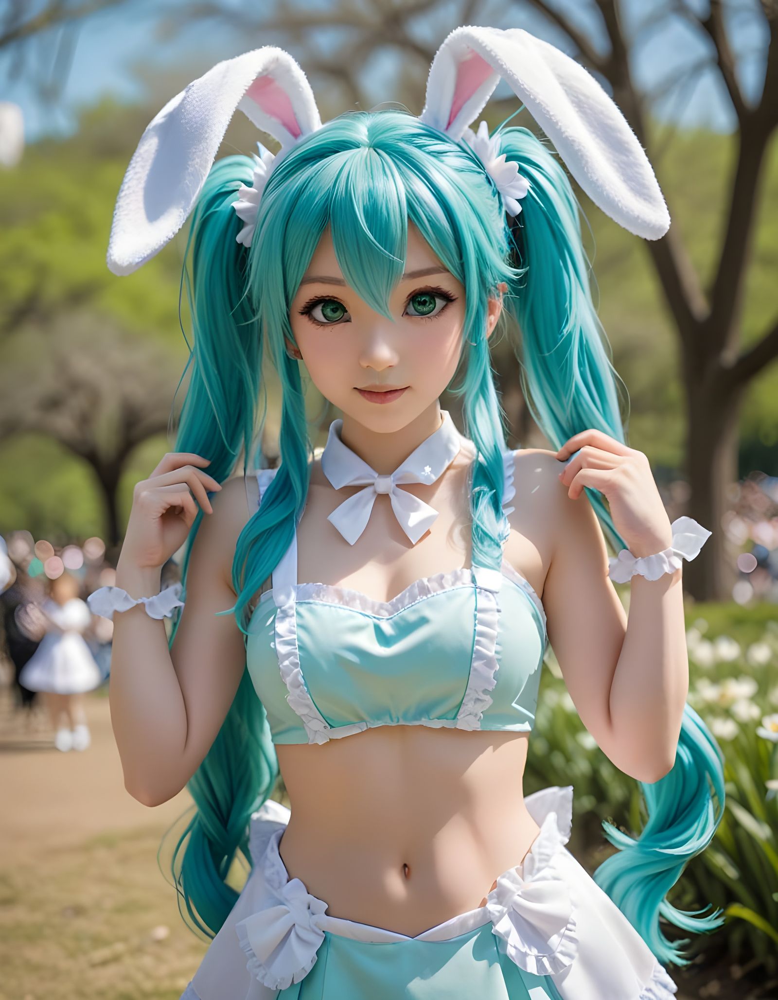 Chibi Hatsune Miku in Easter Bunny Attire
