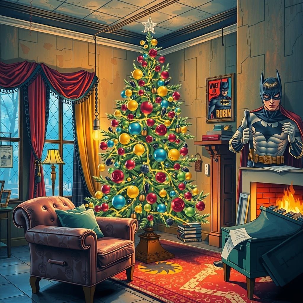 Heroic Robin Leaps into Gotham City Night