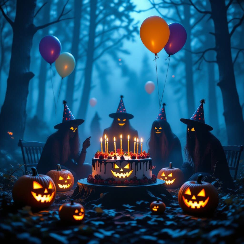 Spooky Midnight Forest Birthday Party with Eerie Figures
