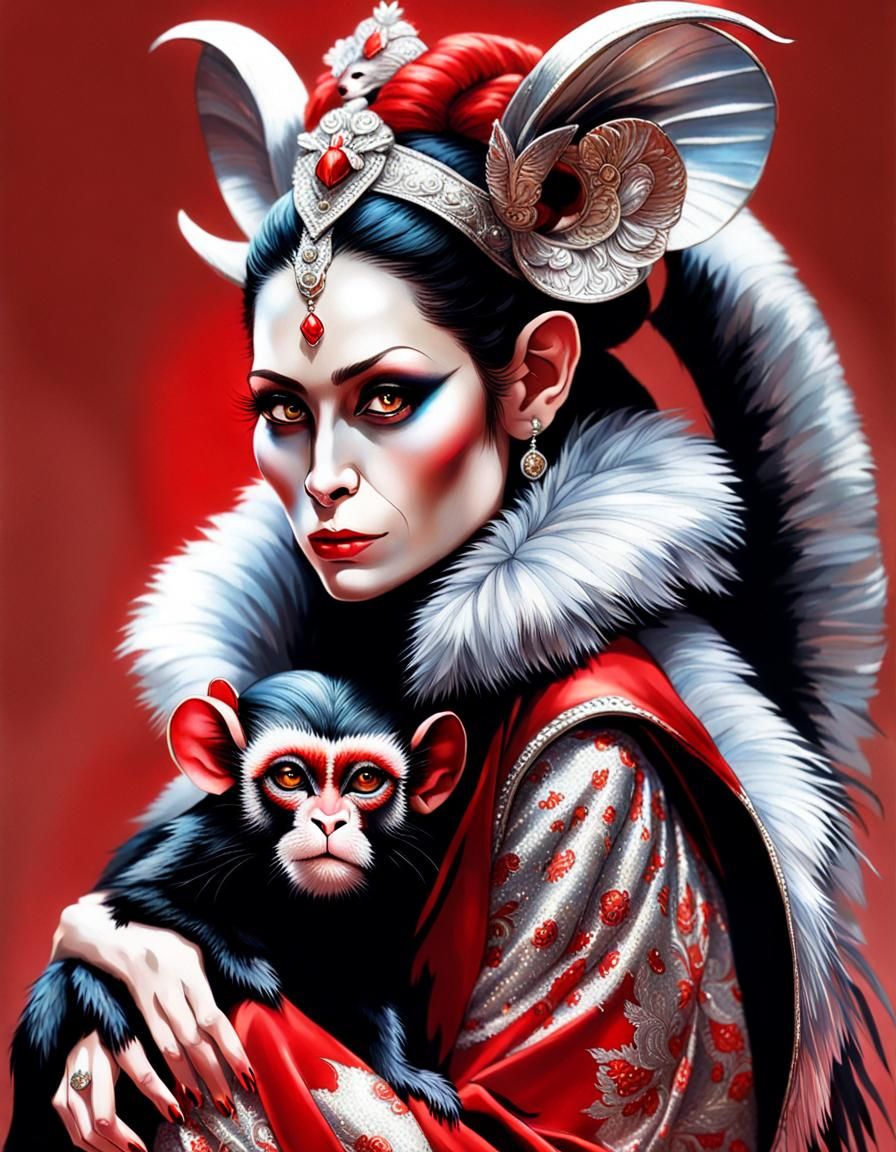 The devil Queen loved her pet monkey!