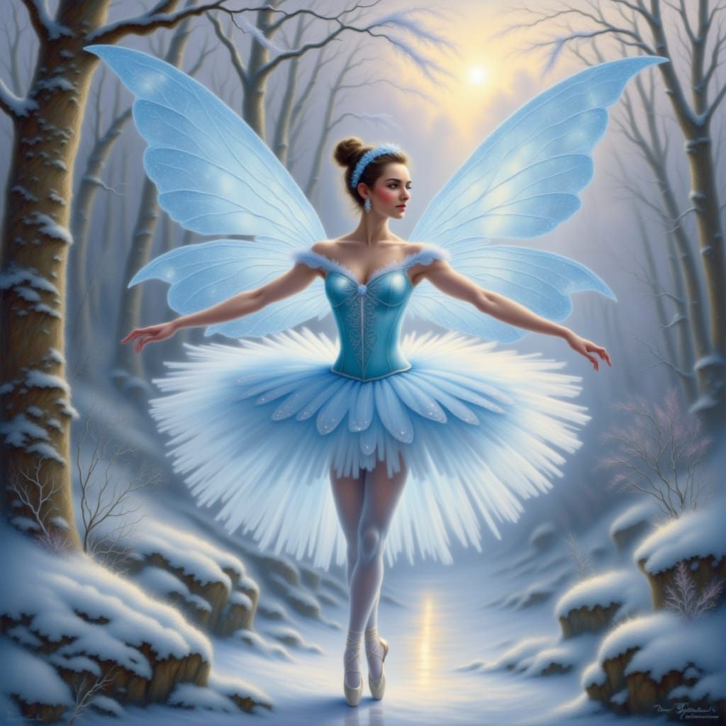 Stunning Ballerina Fairy in Ice Tutu: A Maximalist Digital M...